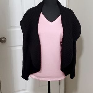 Cardigan open front ribbed black sweater
